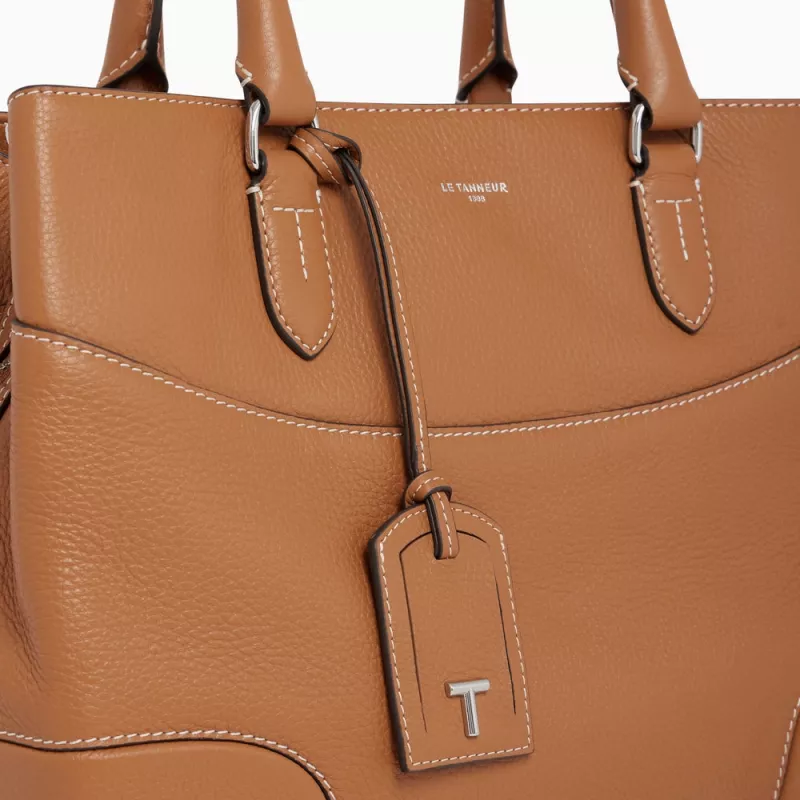 Sac à Main Vintage Le Tanneur - Toile Et Cuir Noir - Grand Modèle Porté épaule - Occasion