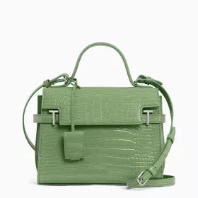 Sac À Main À Rabat Moyen Modèle Emilie En Cuir Effet Croco De Le Tanneur