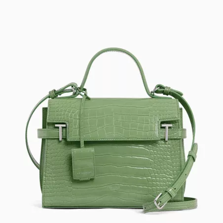 Sac À Main À Rabat Moyen Modèle Emilie En Cuir Effet Croco De Le Tanneur