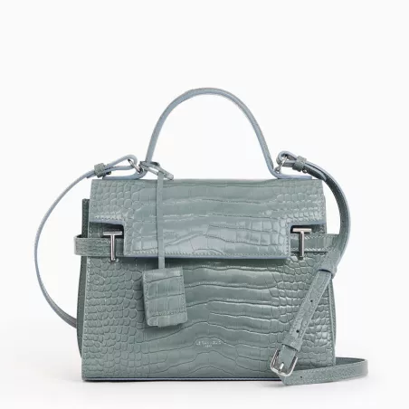 Sac À Main À Rabat Moyen Modèle Emilie En Cuir Effet Croco De Le Tanneur