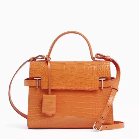 Sac À Main À Rabat Moyen Modèle Emilie En Cuir Effet Croco De Le Tanneur