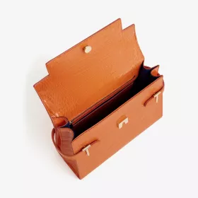 Sac À Main À Rabat Moyen Modèle Emilie En Cuir Effet Croco De Le Tanneur
