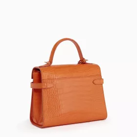 Sac À Main À Rabat Moyen Modèle Emilie En Cuir Effet Croco De Le Tanneur