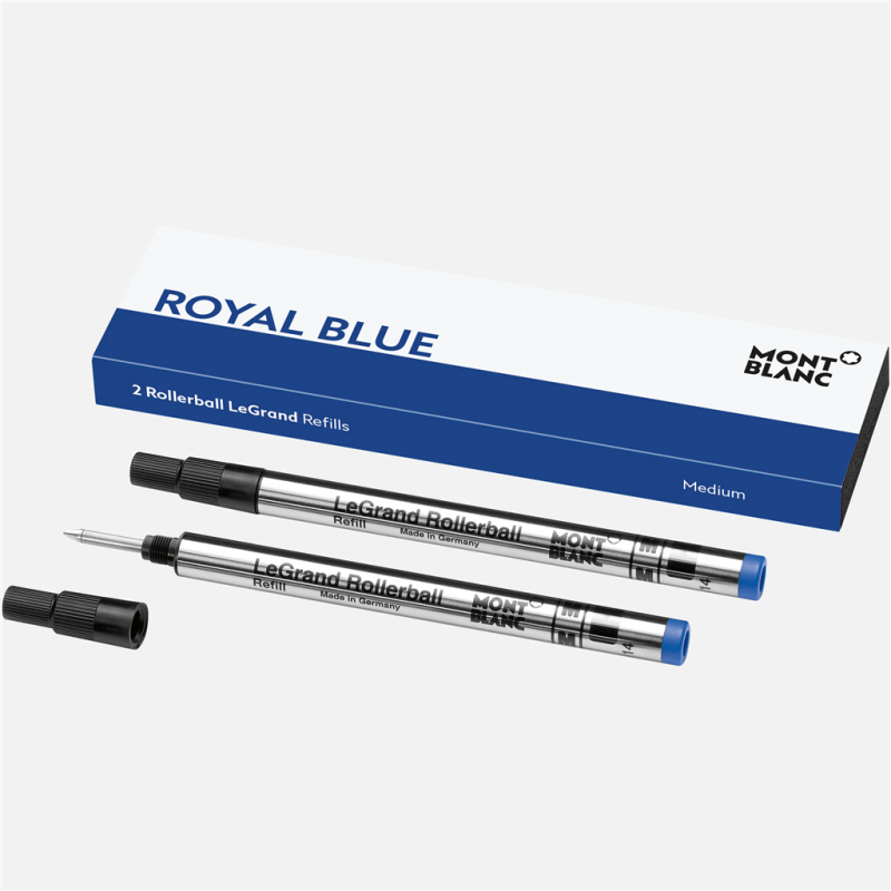 montblanc - 2 recharges pour rollerball legrand (m), royal blue