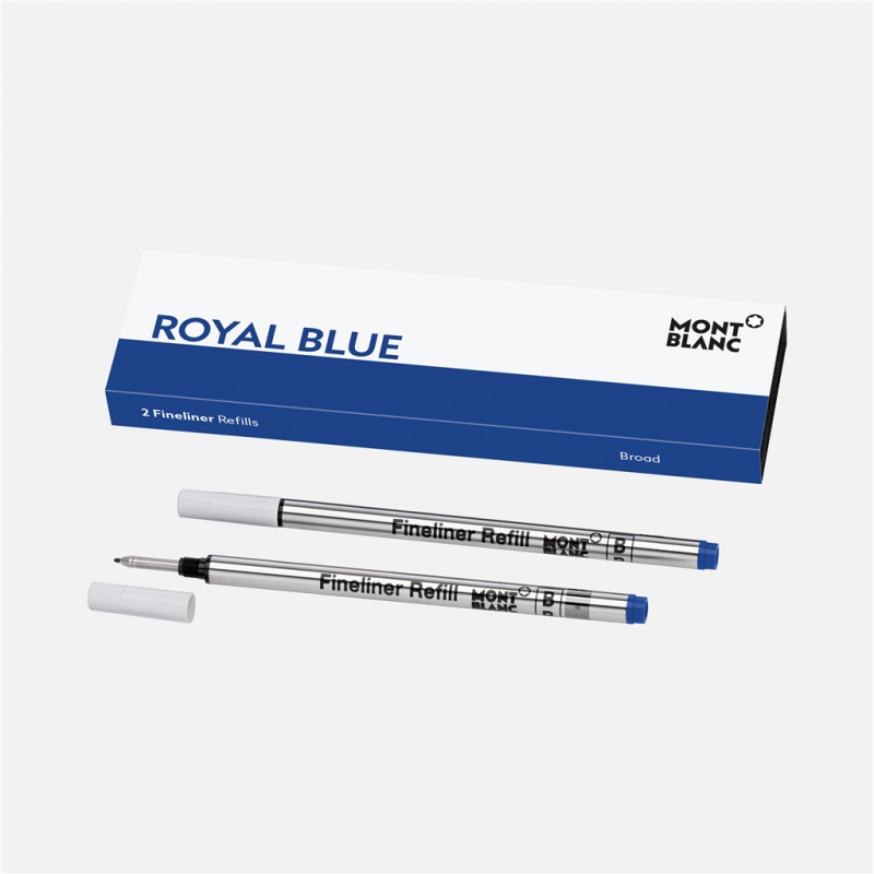 montblanc - 2 recharges pour feutre fin broad, royal blue